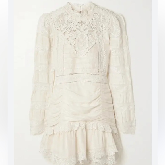 Loveshackfancy Harmon Silk Mini Dress in Ivory - Picture 2 of 4